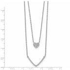 Cubic Zirconia Layered Heart Necklace in Sterling Silver, 18 Inch - Sophia Jewelers