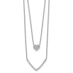 Cubic Zirconia Layered Heart Necklace in Sterling Silver, 18 Inch - Sophia Jewelers