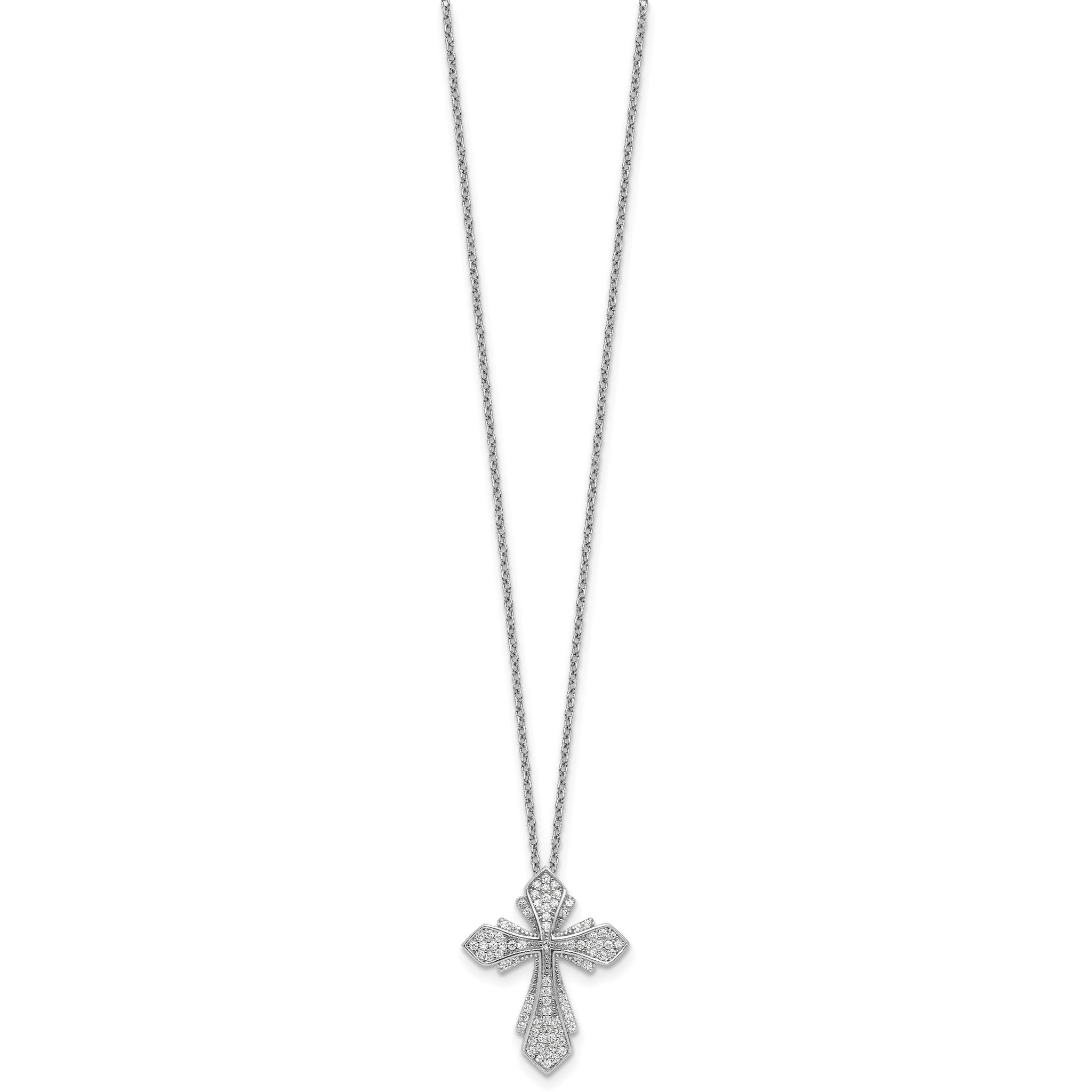 Cubic Zirconia Cross Necklace in Sterling Silver, 1mm, 18 Inch Secondary image