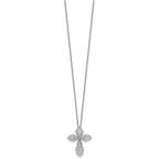 Cubic Zirconia Cross Necklace in Sterling Silver, 1mm, 18 Inch - Sophia Jewelers