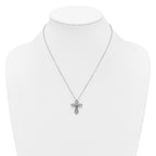 Cubic Zirconia Cross Necklace in Sterling Silver, 1mm, 18 Inch - Sophia Jewelers