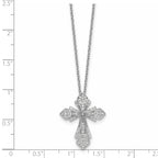 Cubic Zirconia Cross Necklace in Sterling Silver, 1mm, 18 Inch - Sophia Jewelers