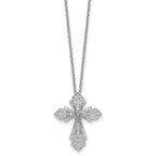 Cubic Zirconia Cross Necklace in Sterling Silver, 1mm, 18 Inch - Sophia Jewelers