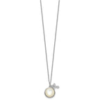 Cross Cubic Zirconia Mother of Pearl Necklace in Sterling Silver, 12mm, 18 Inch - Sophia Jewelers