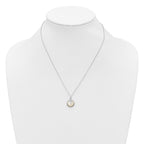 Cross Cubic Zirconia Mother of Pearl Necklace in Sterling Silver, 12mm, 18 Inch - Sophia Jewelers