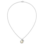 Cross Cubic Zirconia Mother of Pearl Necklace in Sterling Silver, 12mm, 18 Inch - Sophia Jewelers