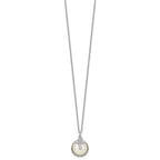 Cross Cubic Zirconia Mother of Pearl Necklace in Sterling Silver, 12mm, 18 Inch - Sophia Jewelers