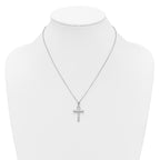 Cubic Zirconia Cross Necklace in Sterling Silver, 1.25mm, 18 Inch - Sophia Jewelers