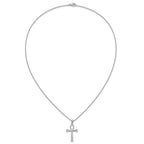 Cubic Zirconia Cross Necklace in Sterling Silver, 1.25mm, 18 Inch - Sophia Jewelers
