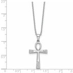 Cubic Zirconia Cross Necklace in Sterling Silver, 1.25mm, 18 Inch - Sophia Jewelers