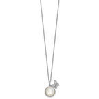 Butterfly Cubic Zirconia Mother of Pearl Necklace in Sterling Silver, 12mm, 18 Inch - Sophia Jewelers