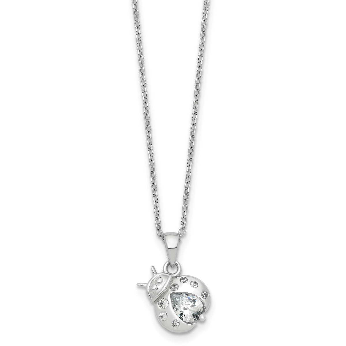 Cubic Zirconia Lady Bug Necklace in Sterling Silver, 18 Inch - Sophia Jewelers Main image