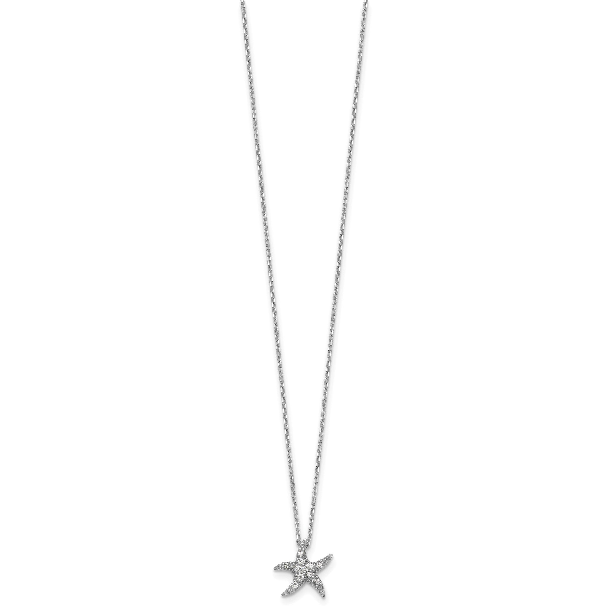 Cubic Zirconia Starfish Necklace in Sterling Silver, 18 Inch Secondary image