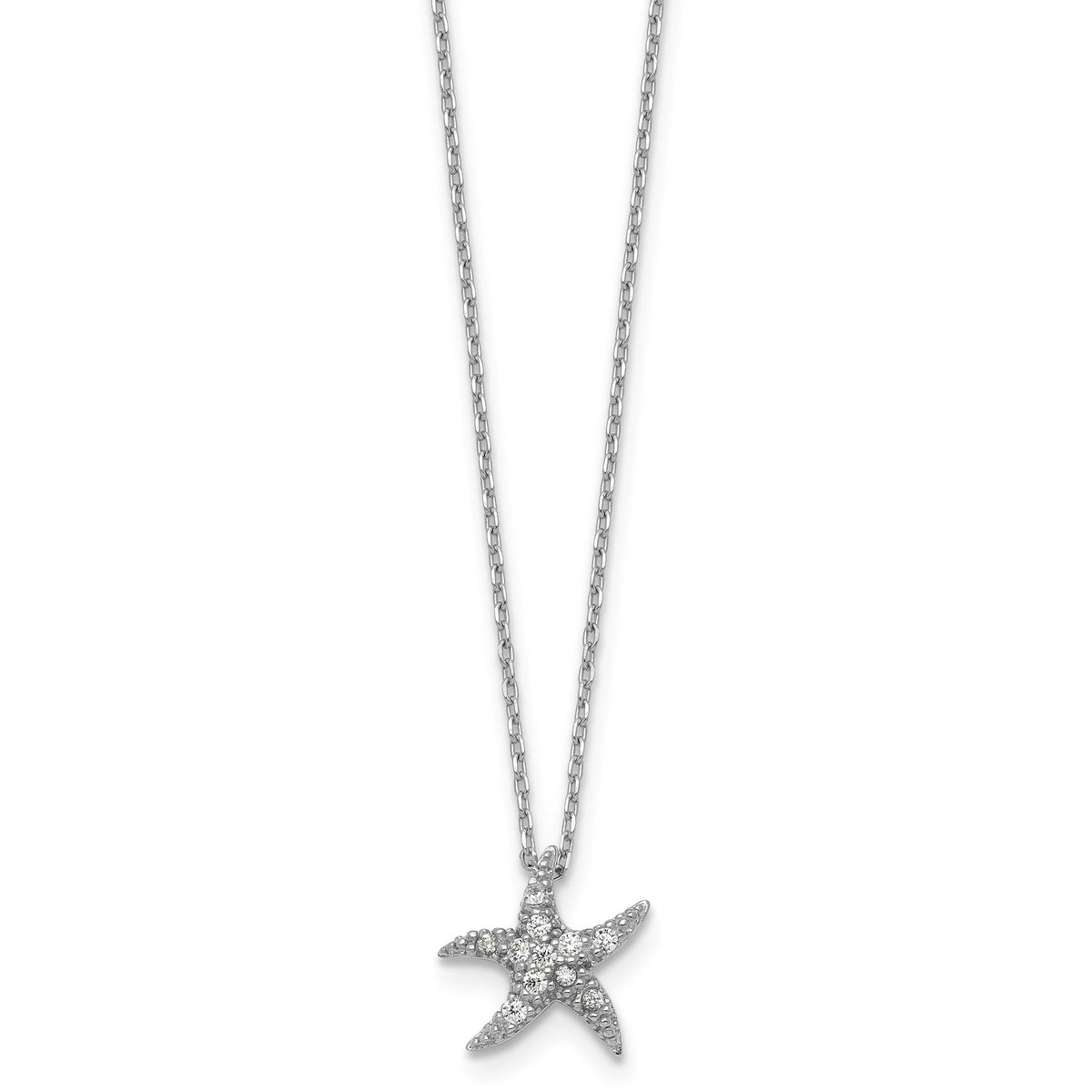 Cubic Zirconia Starfish Necklace in Sterling Silver, 18 Inch - Sophia Jewelers Main image
