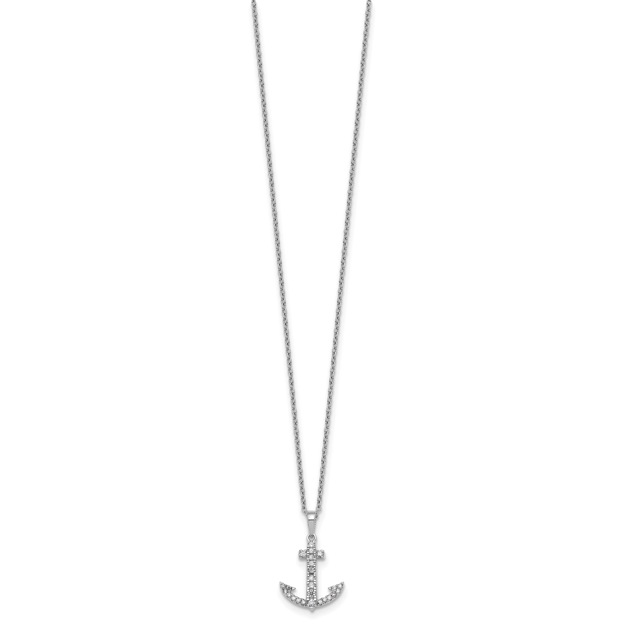 Cubic Zirconia Anchor Necklace in Sterling Silver, 18 Inch Secondary image