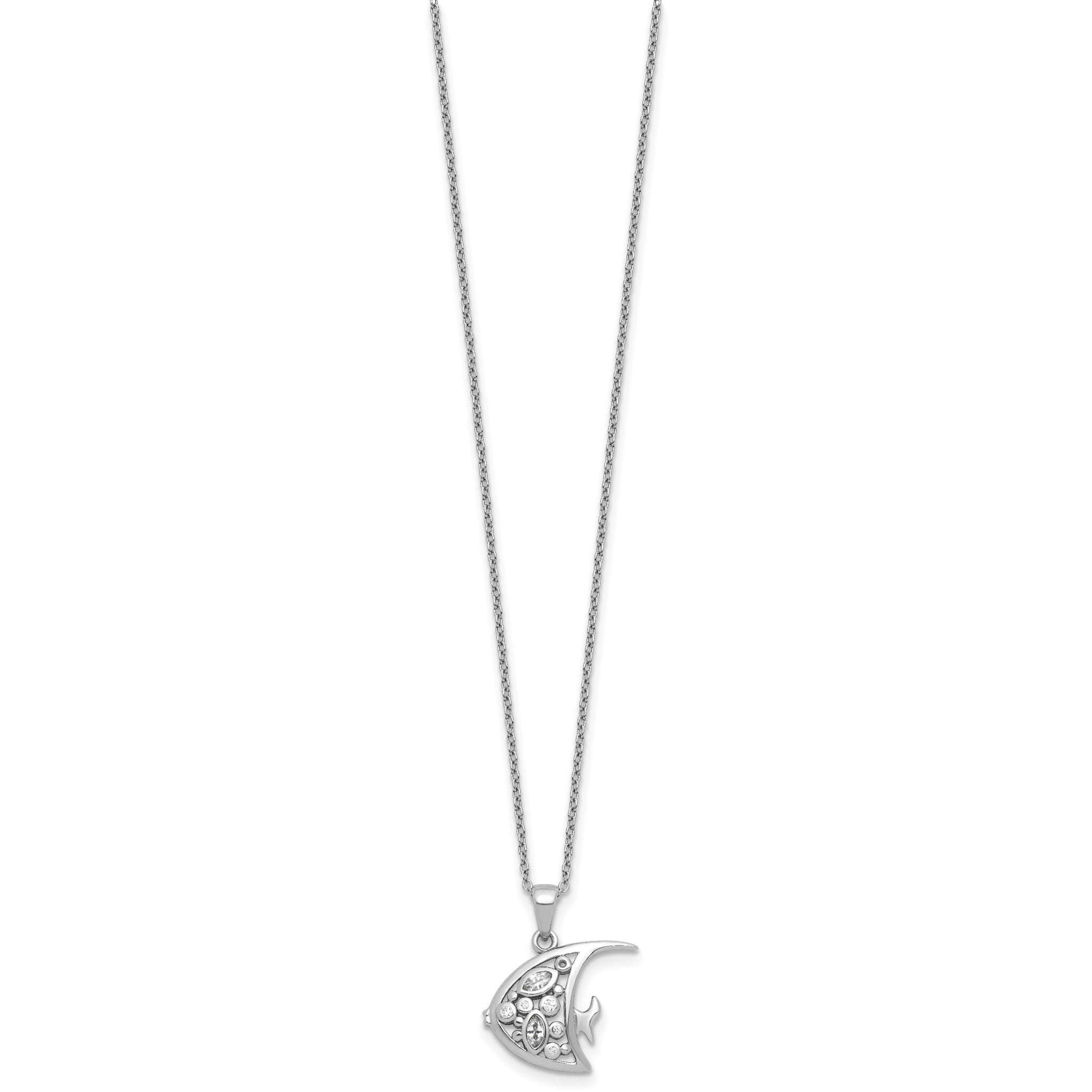 Cubic Zirconia Angel Fish Necklace in Sterling Silver, 18 Inch Secondary image