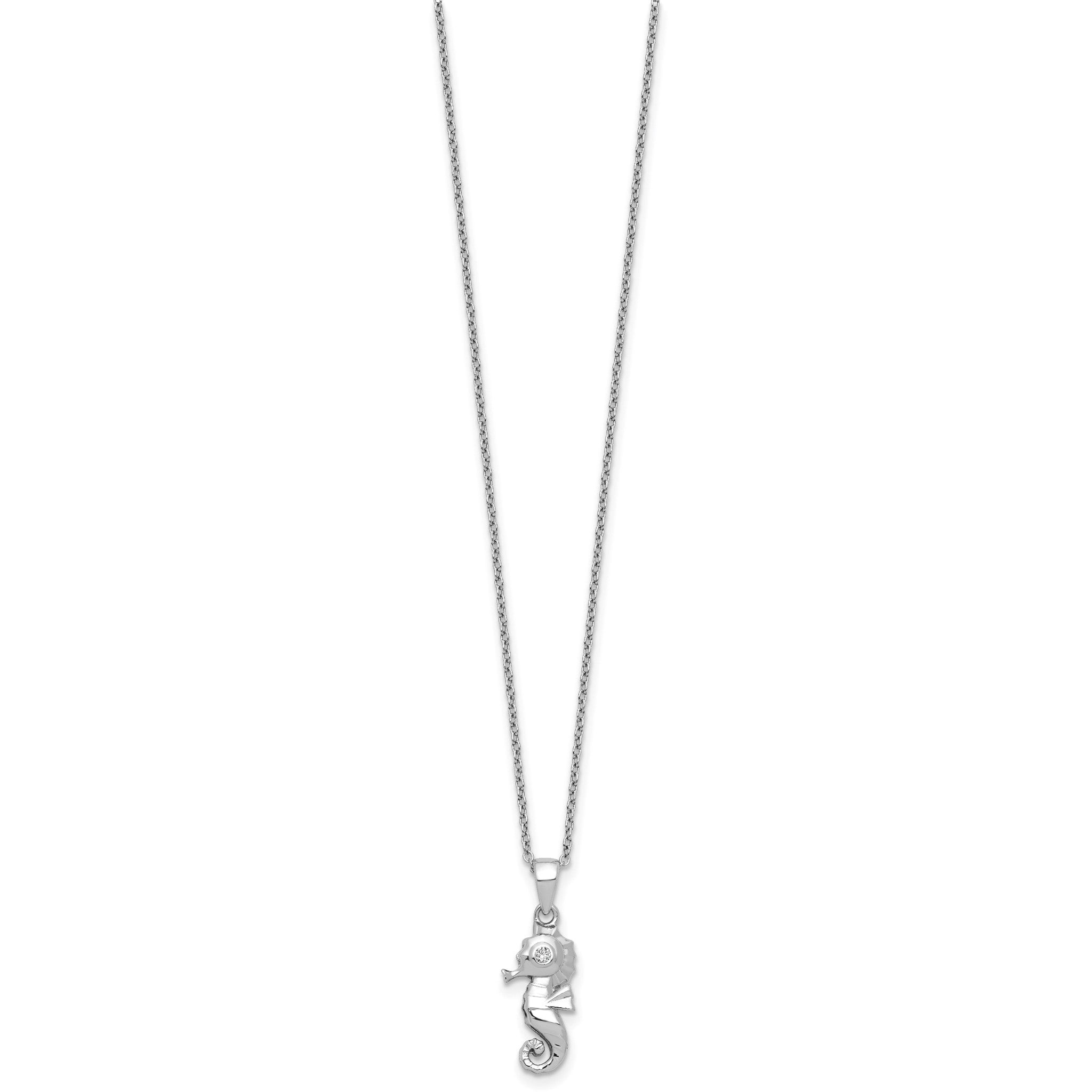 Cubic Zirconia Sea Horse Necklace in Sterling Silver, 18 Inch Secondary image