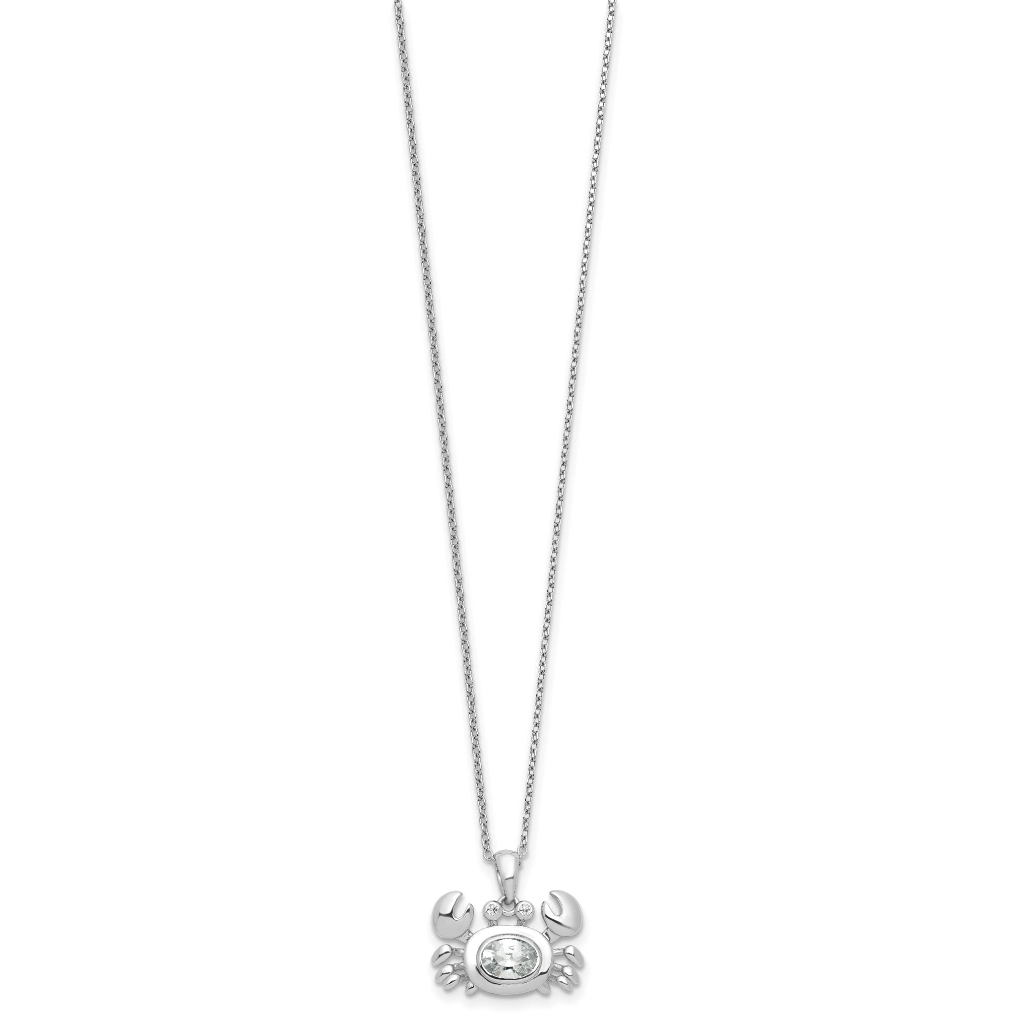 Cubic Zirconia Crab Necklace in Sterling Silver, 18 Inch Secondary image