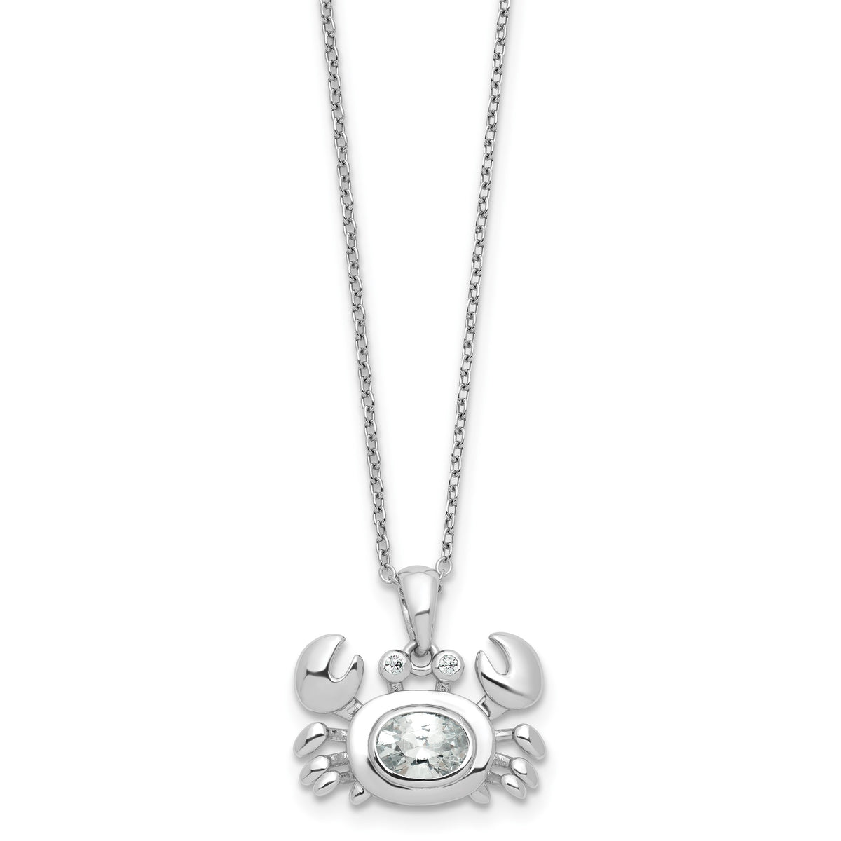 Cubic Zirconia Crab Necklace in Sterling Silver, 18 Inch - Sophia Jewelers Main image