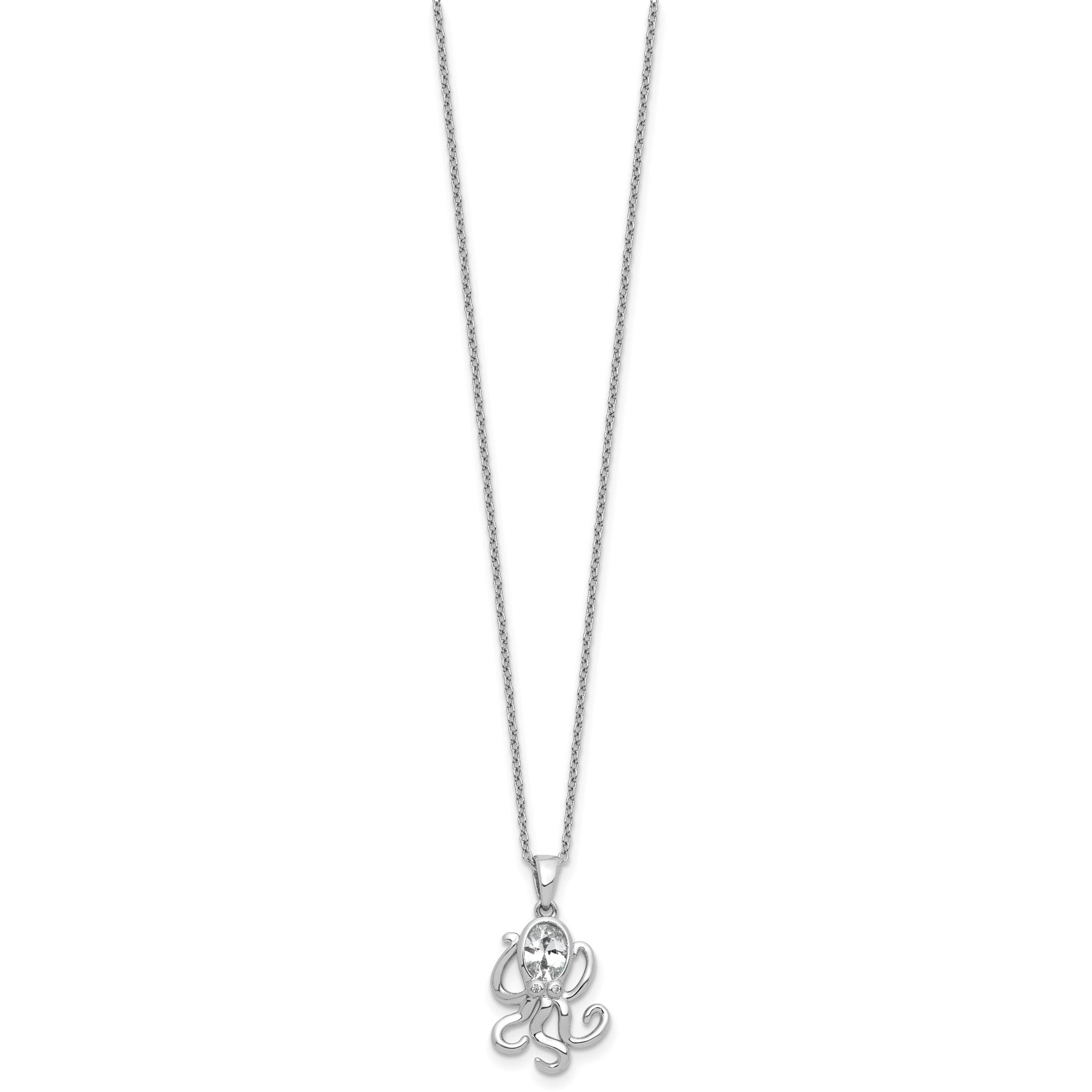 Cubic Zirconia Octopus Necklace in Sterling Silver, 18 Inch Secondary image