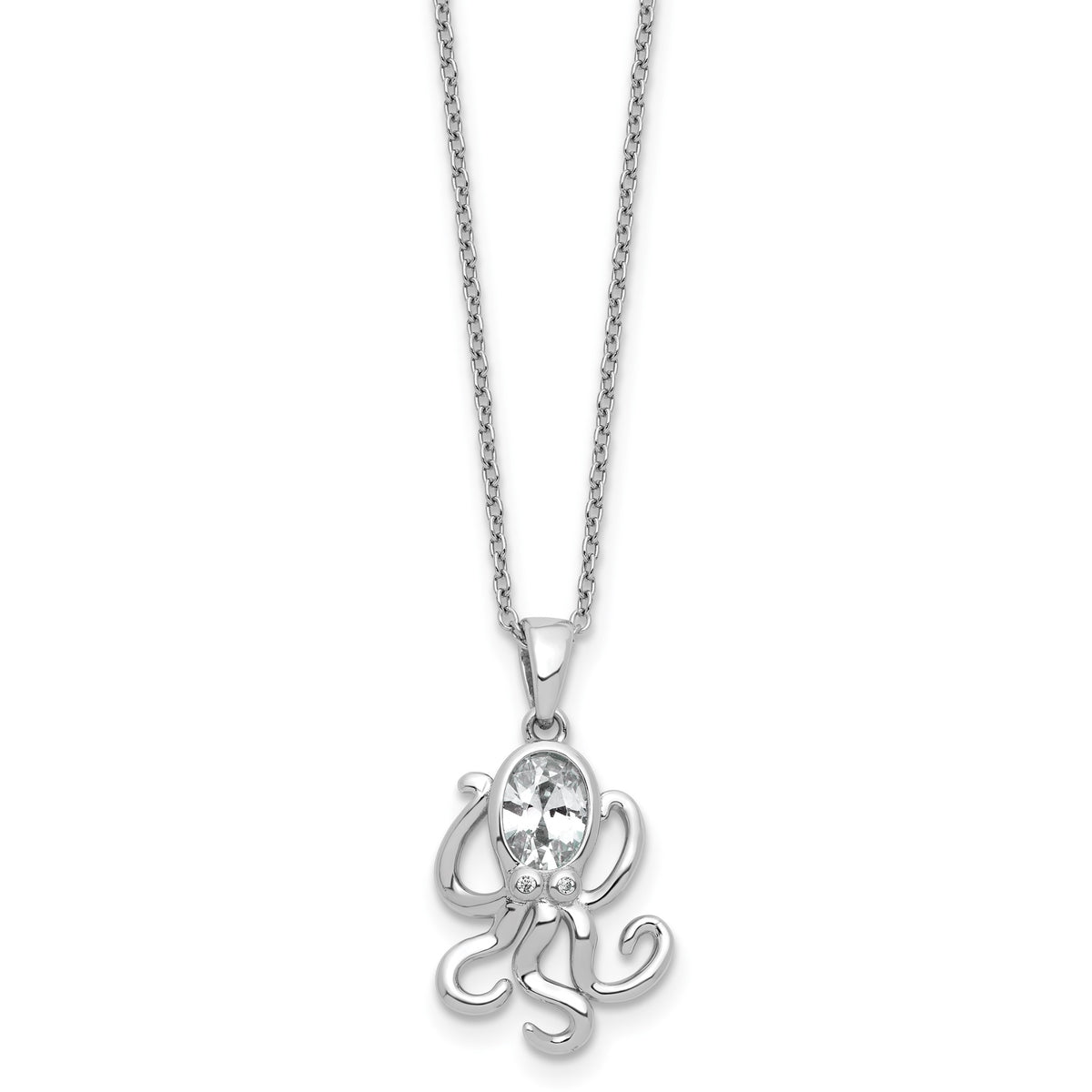 Cubic Zirconia Octopus Necklace in Sterling Silver, 18 Inch - Sophia Jewelers Main image