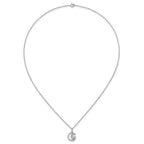 Cubic Zirconia Star & Moon Necklace in Sterling Silver, 18 Inch - Sophia Jewelers