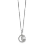 Cubic Zirconia Star & Moon Necklace in Sterling Silver, 18 Inch - Sophia Jewelers