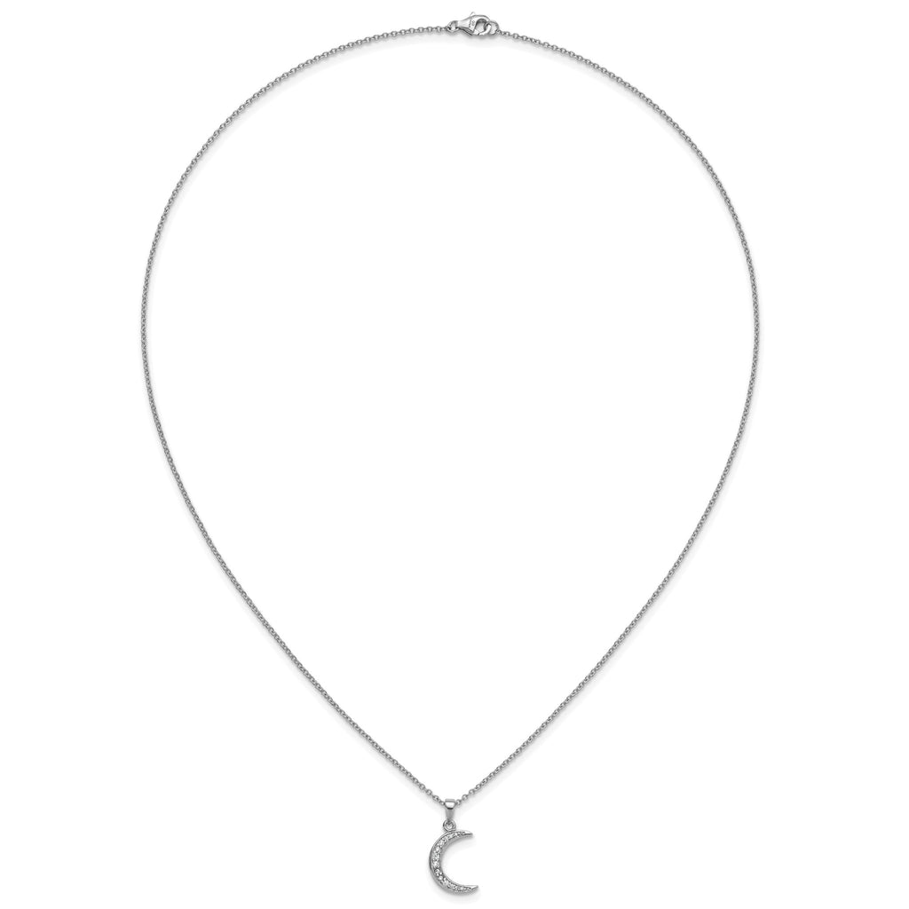 Cubic Zirconia Moon Necklace in Sterling Silver, 18 Inch - Sophia Jewelers