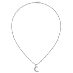 Cubic Zirconia Moon Necklace in Sterling Silver, 18 Inch - Sophia Jewelers