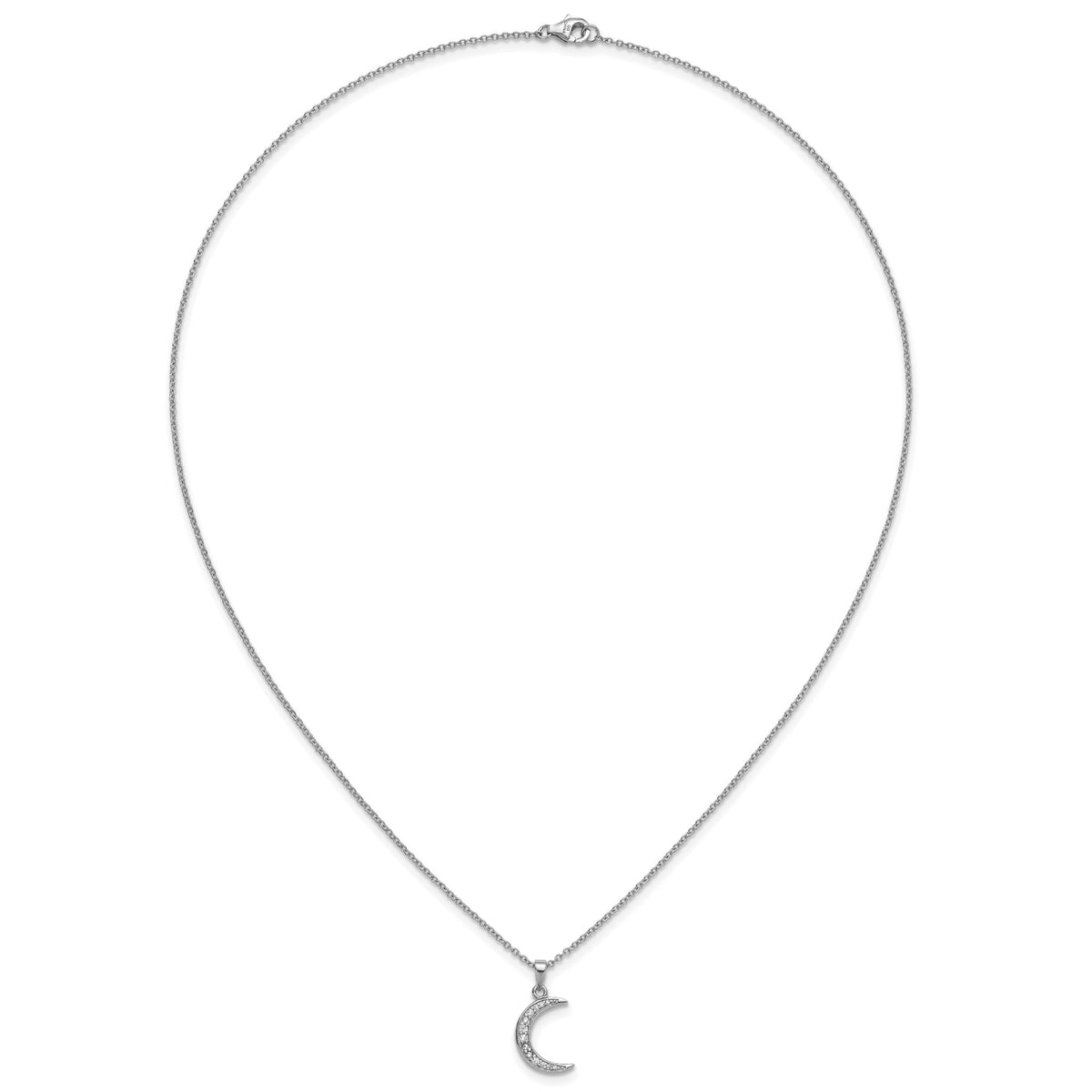 Cubic Zirconia Moon Necklace in Sterling Silver, 18 Inch - Sophia Jewelers