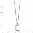 Cubic Zirconia Moon Necklace in Sterling Silver, 18 Inch - Sophia Jewelers