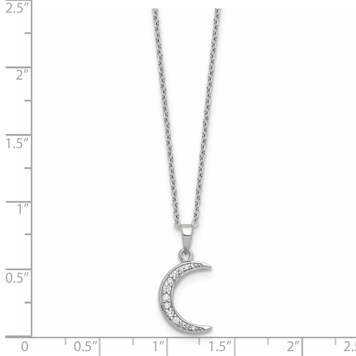 Cubic Zirconia Moon Necklace in Sterling Silver, 18 Inch - Sophia Jewelers