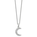 Cubic Zirconia Moon Necklace in Sterling Silver, 18 Inch - Sophia Jewelers