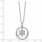 Cubic Zirconia Snowflake Circle Necklace in Sterling Silver, 18 Inch - Sophia Jewelers