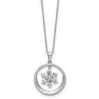 Cubic Zirconia Snowflake Circle Necklace in Sterling Silver, 18 Inch - Sophia Jewelers