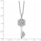 Cubic Zirconia Snowflake Key Necklace in Sterling Silver, 18 Inch - Sophia Jewelers