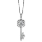 Cubic Zirconia Snowflake Key Necklace in Sterling Silver, 18 Inch - Sophia Jewelers