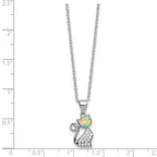 Cubic Zirconia & Lab-Created Opal Cat Necklace in Sterling Silver, 18 Inch - Sophia Jewelers
