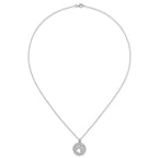 Cubic Zirconia Paw Print Circle Necklace in Sterling Silver, 18 Inch - Sophia Jewelers