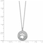 Cubic Zirconia Paw Print Circle Necklace in Sterling Silver, 18 Inch - Sophia Jewelers