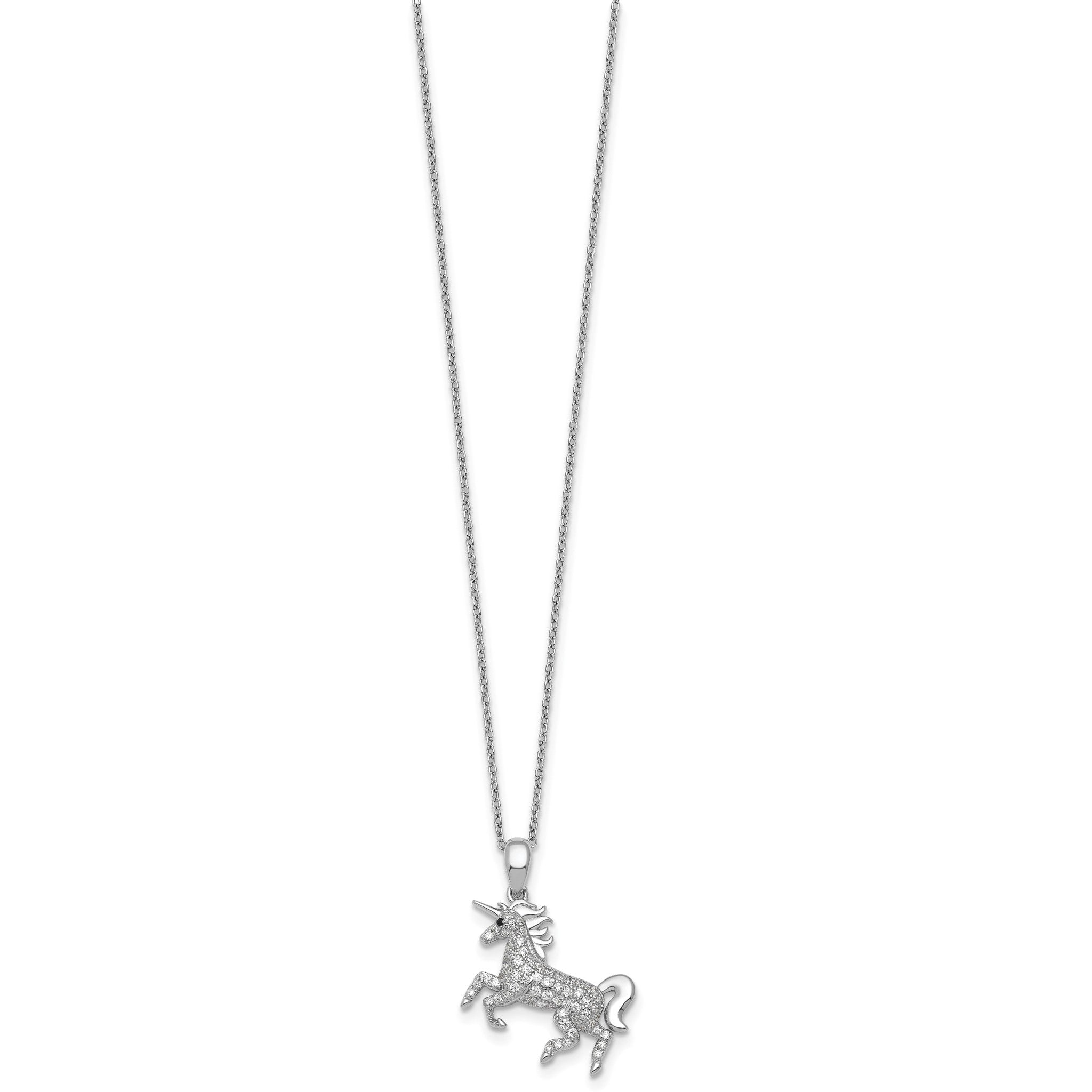 Black Cubic Zirconia Unicorn Necklace in Sterling Silver, 18 Inch Secondary image