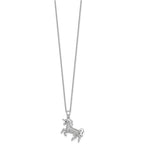 Black Cubic Zirconia Unicorn Necklace in Sterling Silver, 18 Inch - Sophia Jewelers