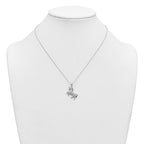 Black Cubic Zirconia Unicorn Necklace in Sterling Silver, 18 Inch - Sophia Jewelers