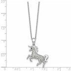 Black Cubic Zirconia Unicorn Necklace in Sterling Silver, 18 Inch - Sophia Jewelers