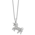 Black Cubic Zirconia Unicorn Necklace in Sterling Silver, 18 Inch - Sophia Jewelers