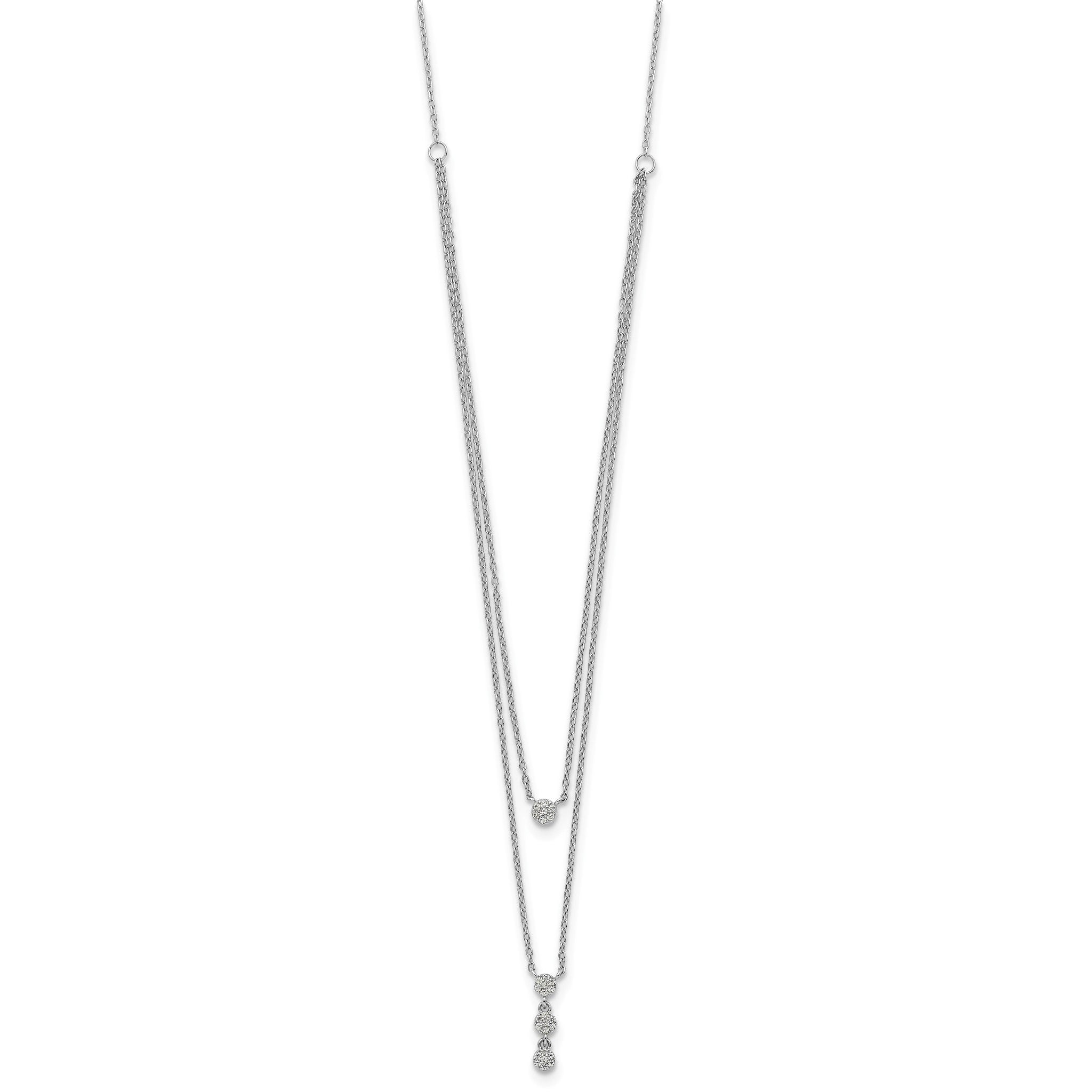 Cubic Zirconia Layered Y-Drop Circles Necklace in Sterling Silver, 18 Inch Secondary image