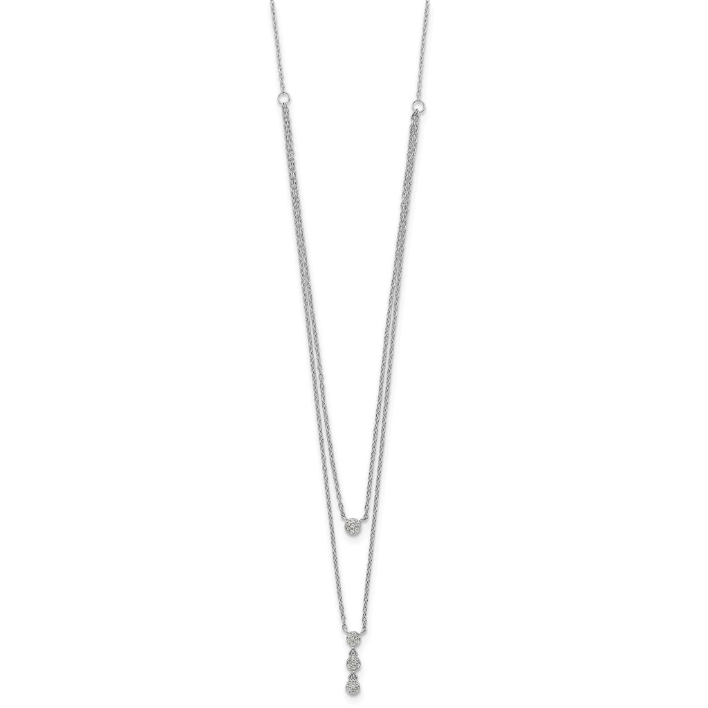 Cubic Zirconia Layered Y-Drop Circles Necklace in Sterling Silver, 18 Inch - Sophia Jewelers