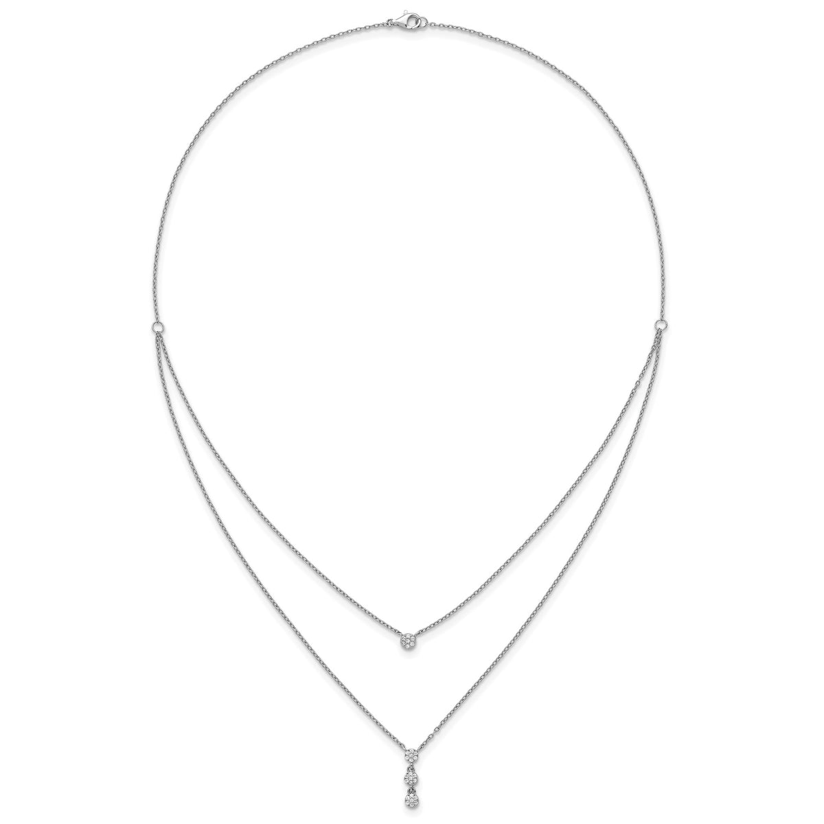 Cubic Zirconia Layered Y-Drop Circles Necklace in Sterling Silver, 18 Inch - Sophia Jewelers