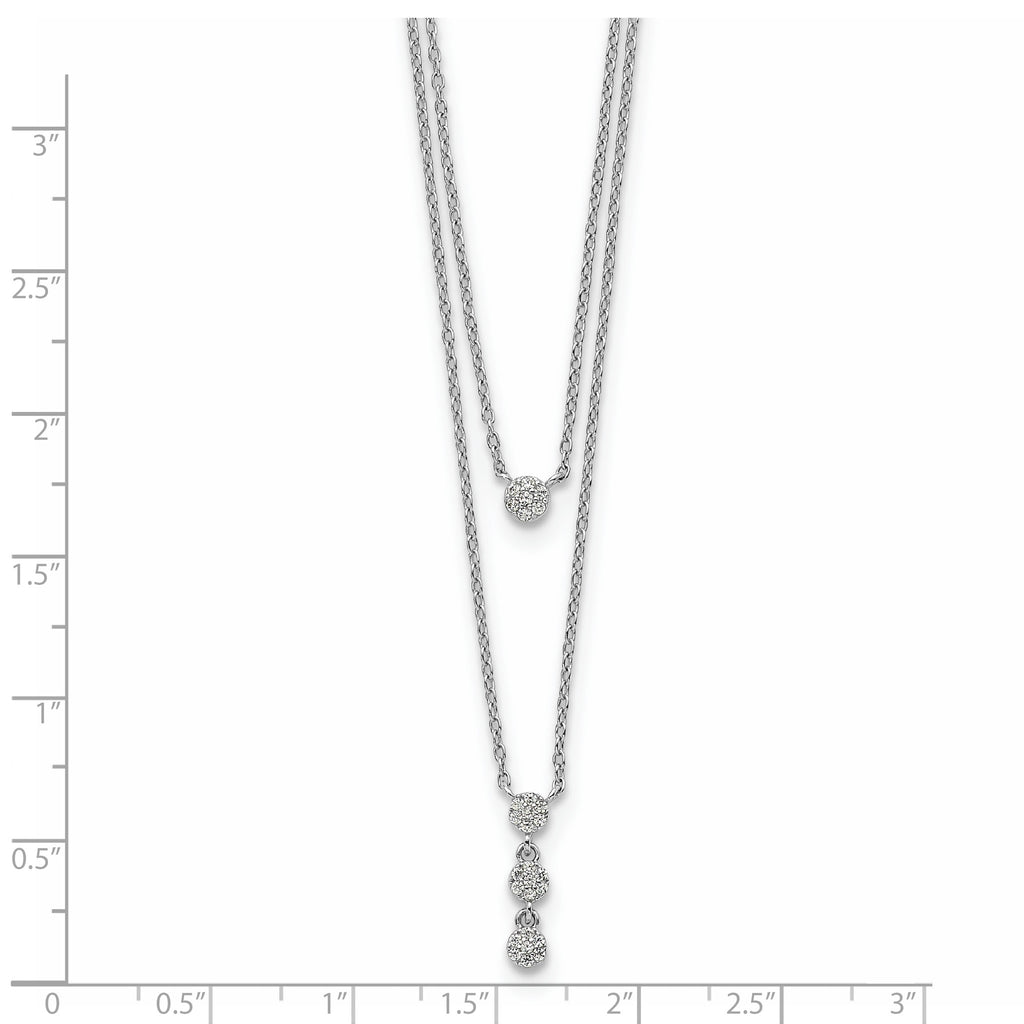 Cubic Zirconia Layered Y-Drop Circles Necklace in Sterling Silver, 18 Inch - Sophia Jewelers