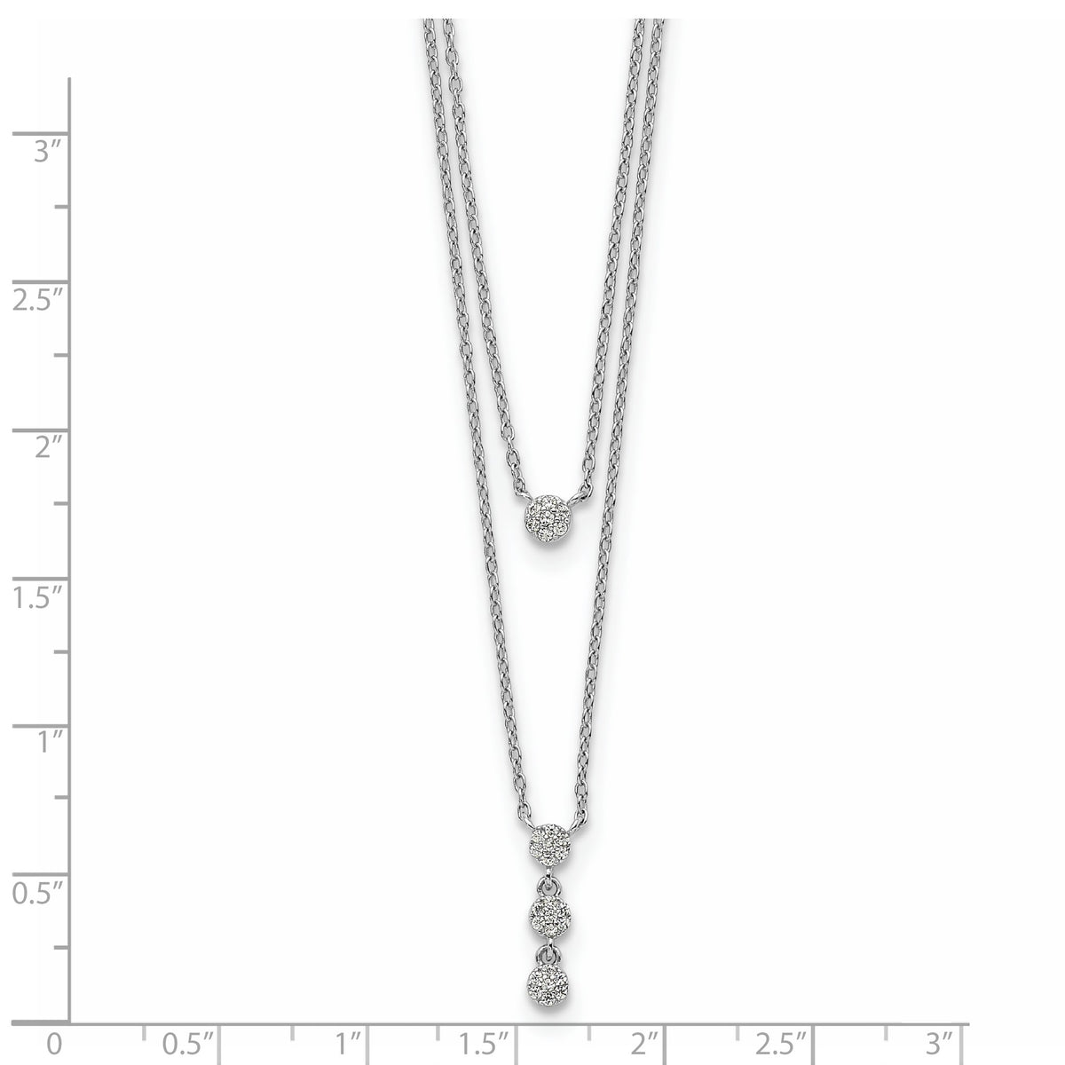 Cubic Zirconia Layered Y-Drop Circles Necklace in Sterling Silver, 18 Inch - Sophia Jewelers